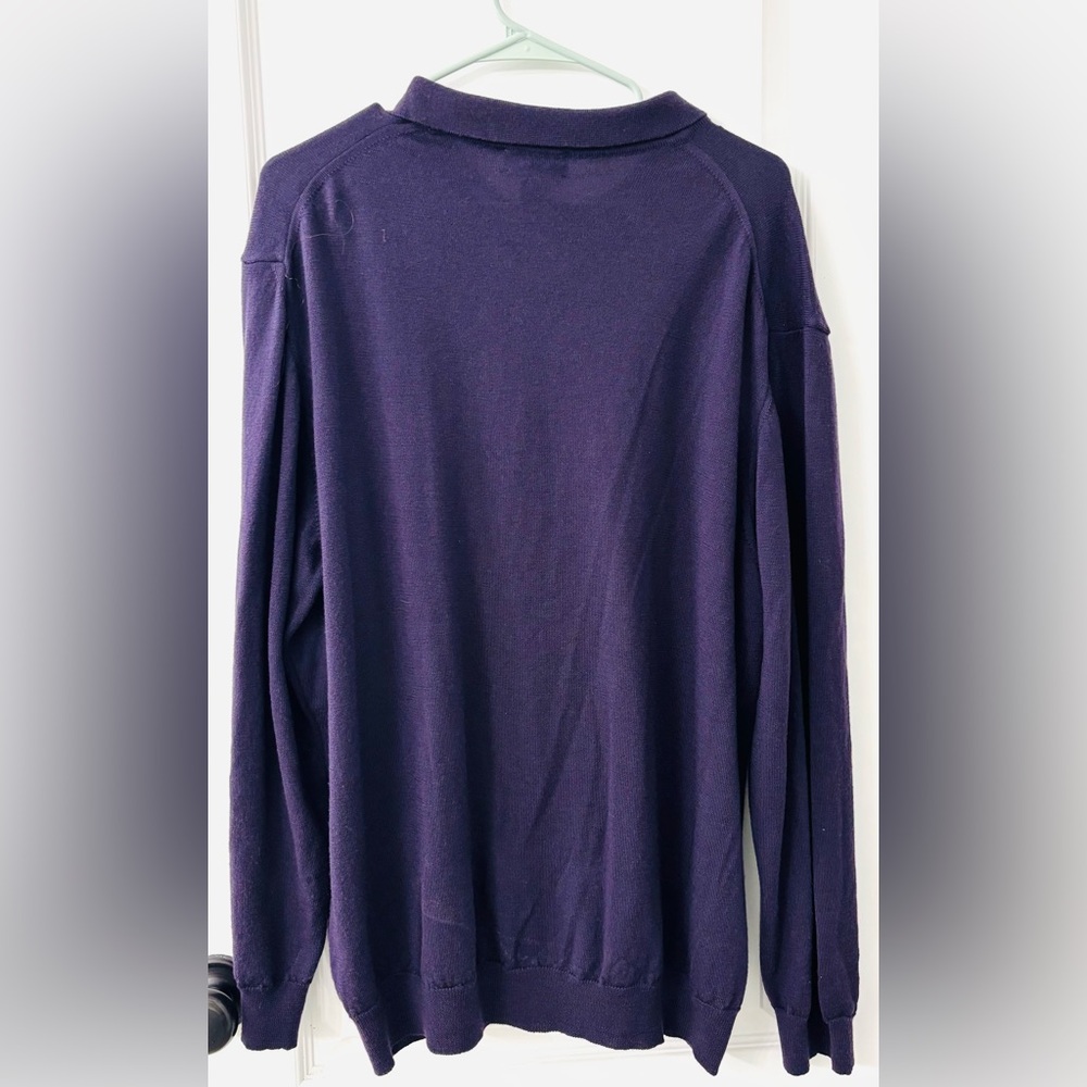 Alfani Made In Italy Wool Deep Purple Long Sleeve Polo - Picture 3 of 5